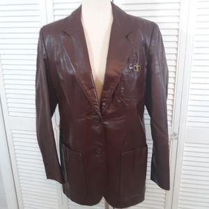 Aigner 1980s vintage leather blazer jacket sz 12